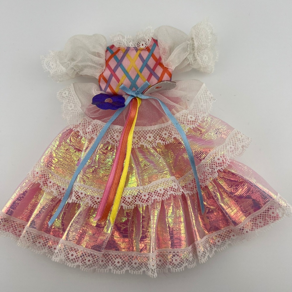 1987 Lovely Locks Mattel Dress White Lace Pink Iridescent Skirt‎ Vintage